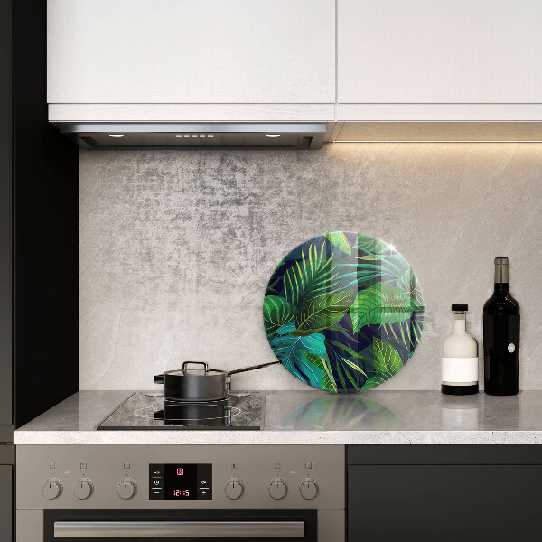 Glass cutting board Illustration of the jungle leaves