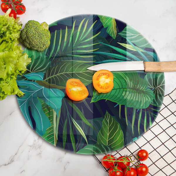 Glass cutting board Illustration of the jungle leaves