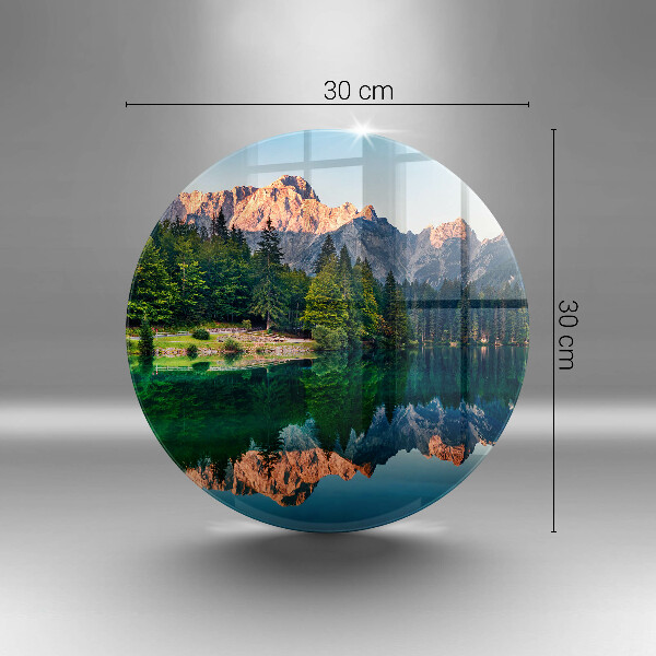 Chopping board glass Forest and mountain lake