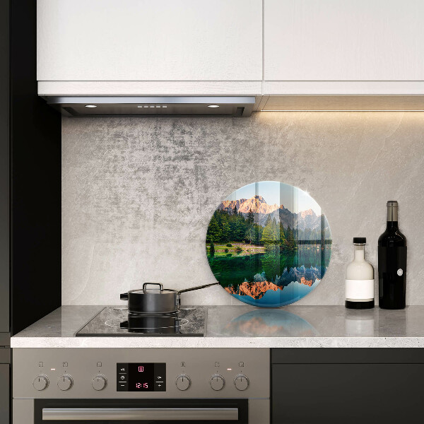 Chopping board glass Forest and mountain lake