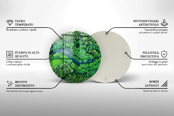 Chopping board glass Forest and river from a bird's eye view