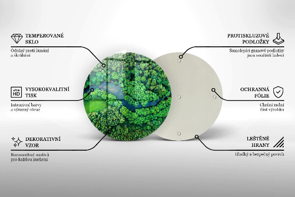 Chopping board glass Forest and river from a bird's eye view