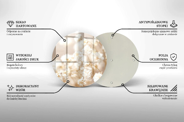 Chopping board glass Delicate white flowers