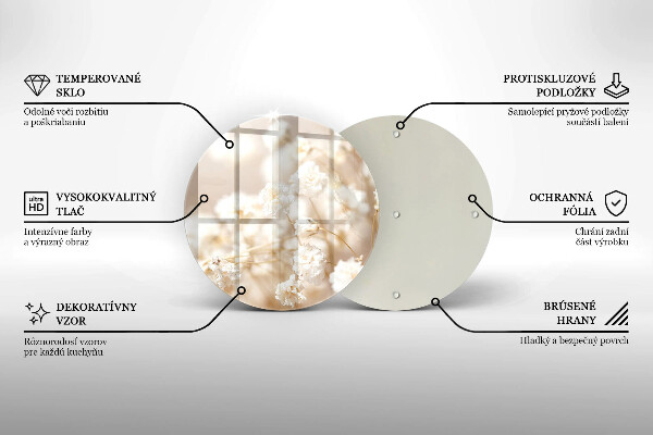 Chopping board glass Delicate white flowers