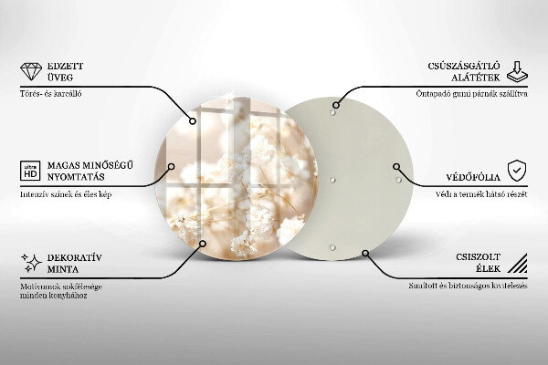 Chopping board glass Delicate white flowers