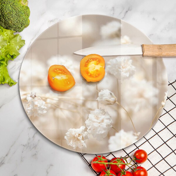 Chopping board glass Delicate white flowers