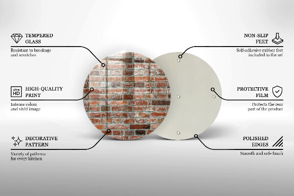 Chopping board glass Old bricks wall