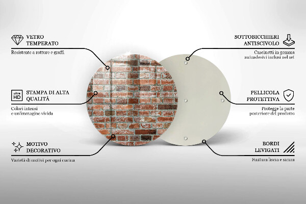 Chopping board glass Old bricks wall