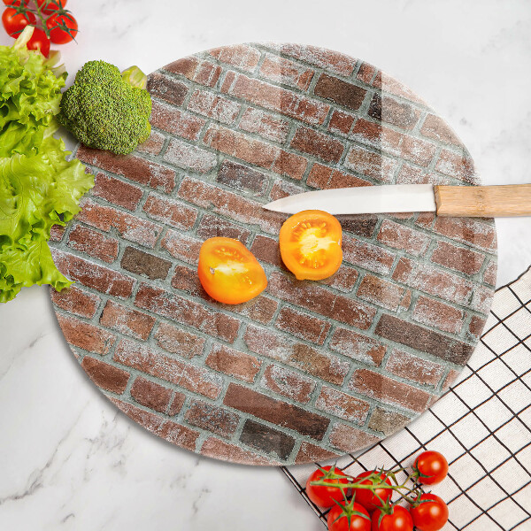 Chopping board glass Old bricks wall