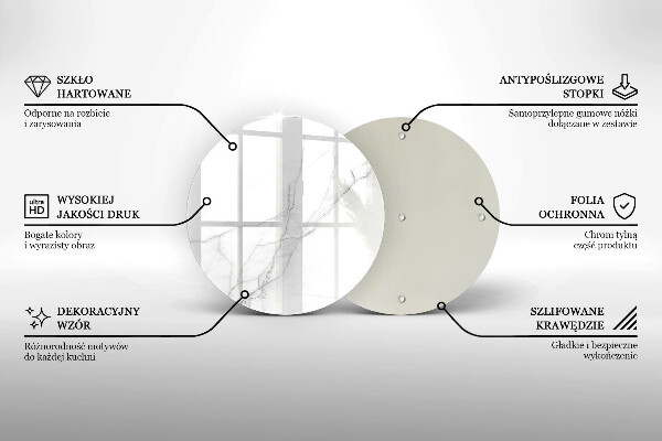Chopping board glass Delicate white marble