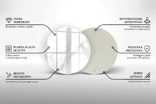 Chopping board glass Delicate white marble