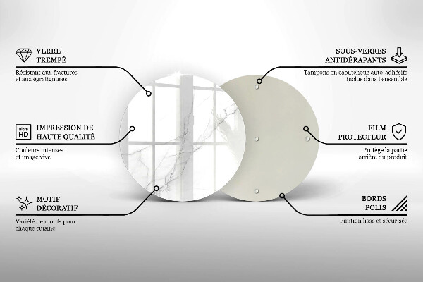 Chopping board glass Delicate white marble