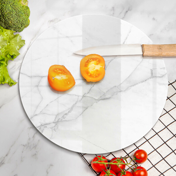 Chopping board glass Delicate white marble