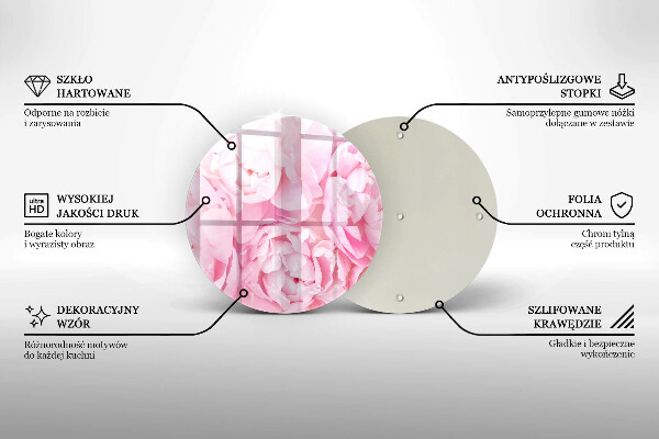 Chopping board glass Delicate peonies