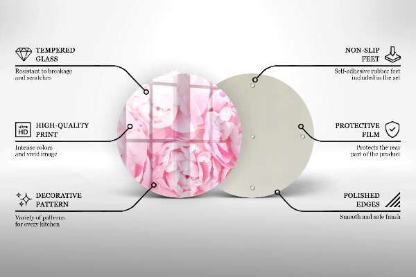 Chopping board glass Delicate peonies