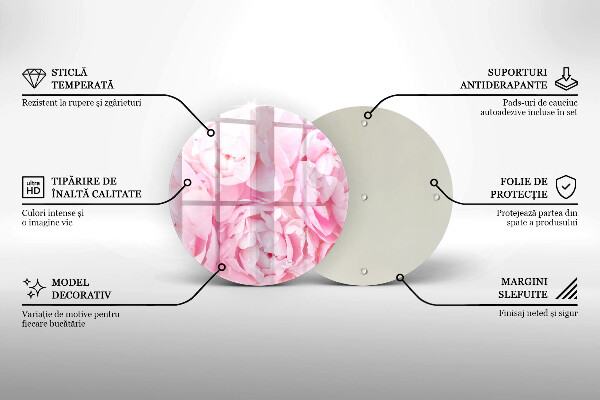 Chopping board glass Delicate peonies