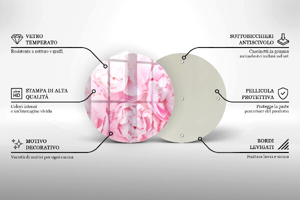Chopping board glass Delicate peonies