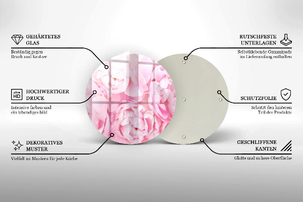 Chopping board glass Delicate peonies