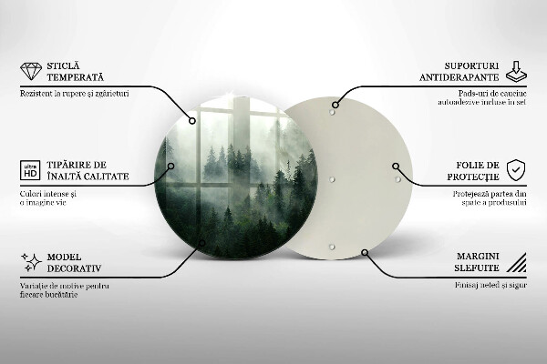 Chopping board glass Landscape of a hazy forest