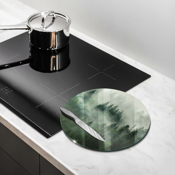 Chopping board glass Landscape of a hazy forest