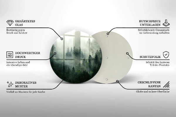 Chopping board glass Landscape of a hazy forest