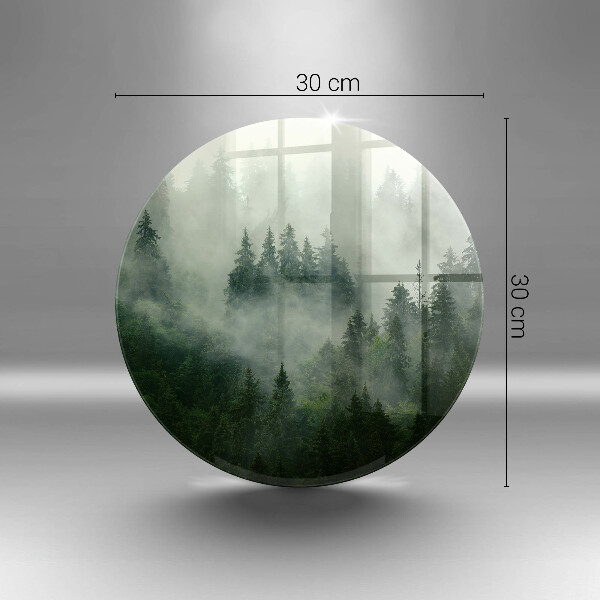 Chopping board glass Landscape of a hazy forest