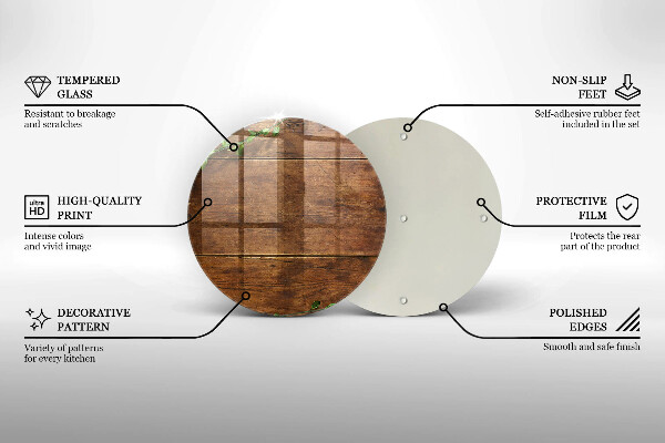 Chopping board glass Wooden boards and leaves