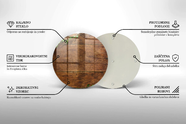 Chopping board glass Wooden boards and leaves