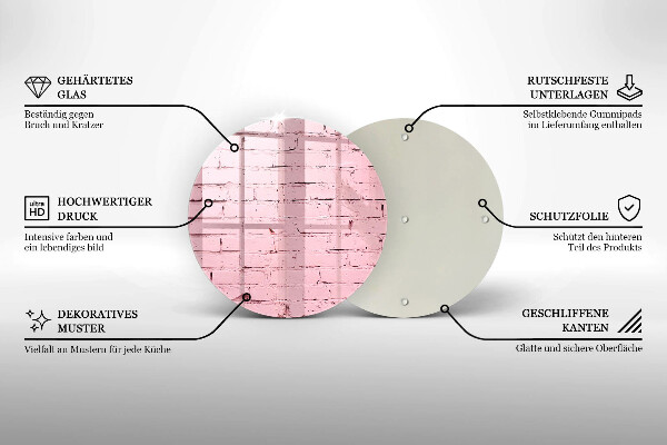 Chopping board glass Pastel wall bricks