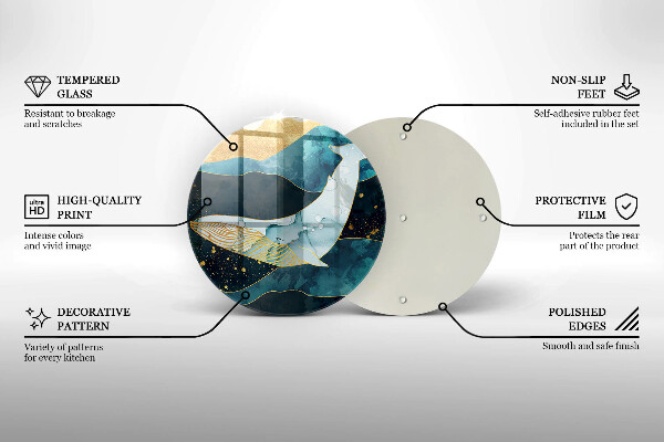 Glass cutting board Whale abstraction