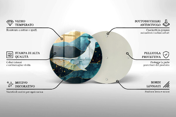 Glass cutting board Whale abstraction