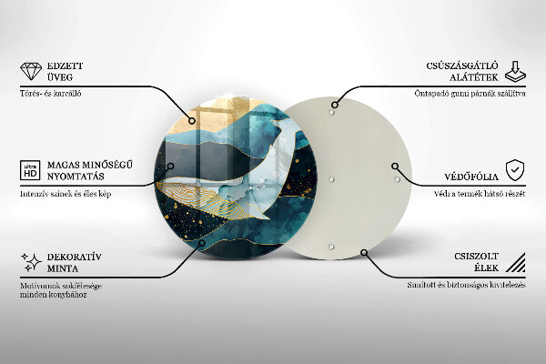 Glass cutting board Whale abstraction