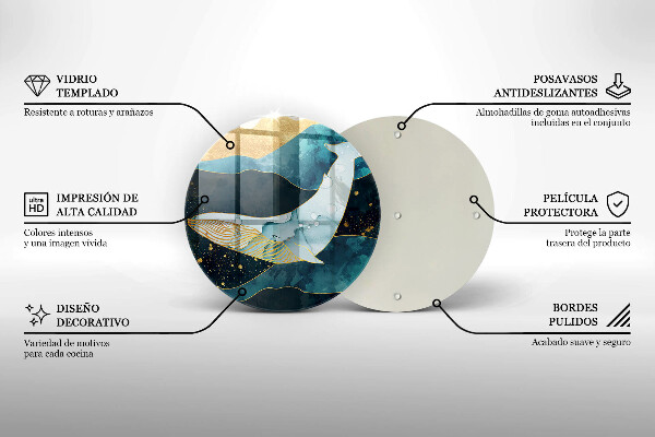 Glass cutting board Whale abstraction