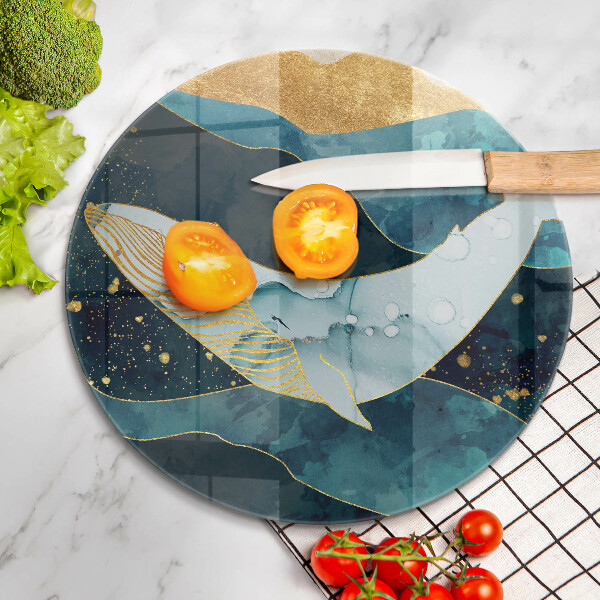 Glass cutting board Whale abstraction