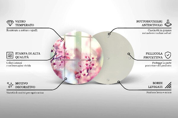 Chopping board glass Spring pink flowers