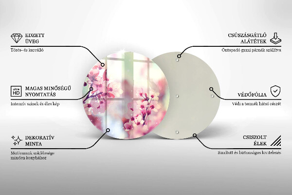 Chopping board glass Spring pink flowers