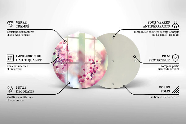 Chopping board glass Spring pink flowers