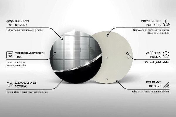 Glass cutting board Abstraction with metal