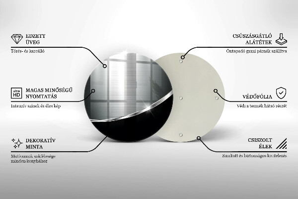 Glass cutting board Abstraction with metal