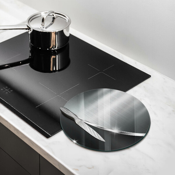 Glass cutting board Abstraction with metal