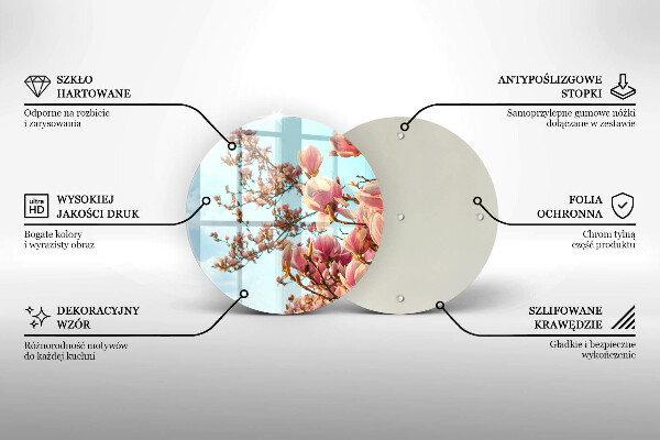 Chopping board glass Pink Flowers Tree