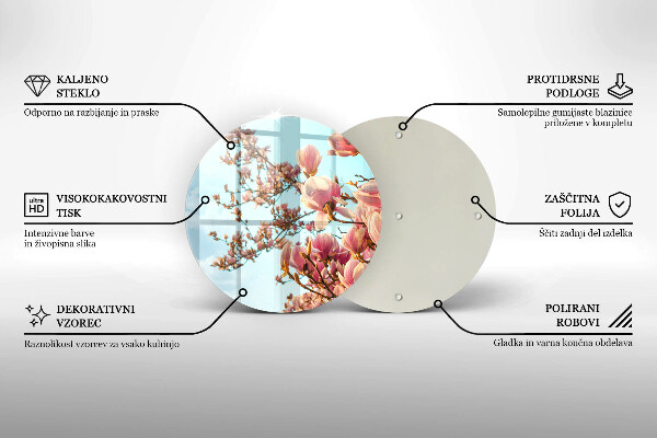 Chopping board glass Pink Flowers Tree