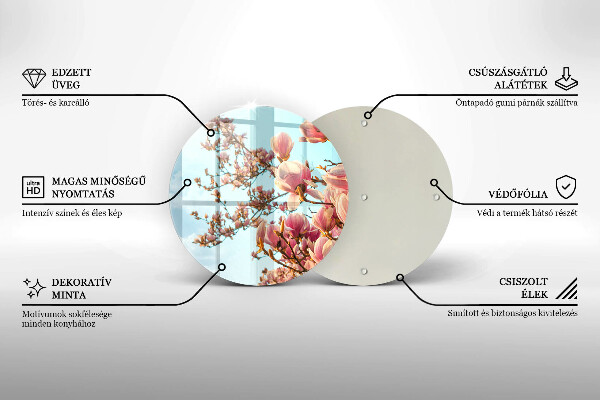 Chopping board glass Pink Flowers Tree