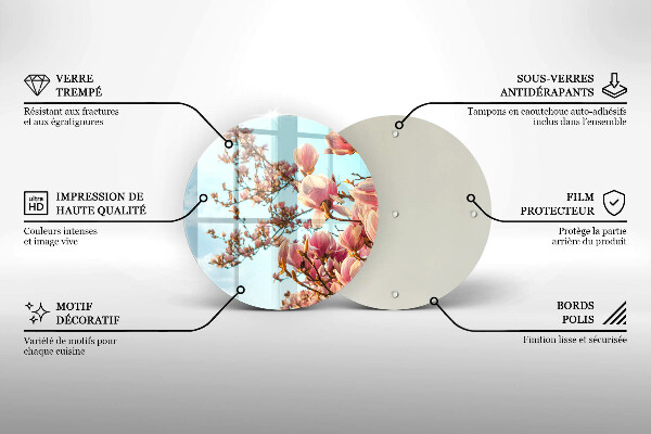 Chopping board glass Pink Flowers Tree