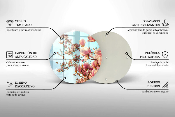 Chopping board glass Pink Flowers Tree