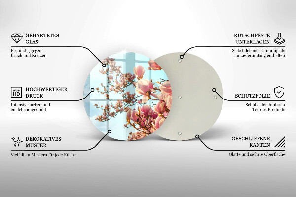 Chopping board glass Pink Flowers Tree