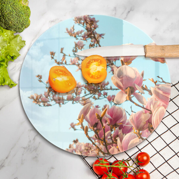 Chopping board glass Pink Flowers Tree