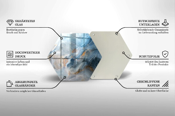 Glass chopping board Marble texture