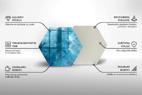 Chopping board glass Blue water