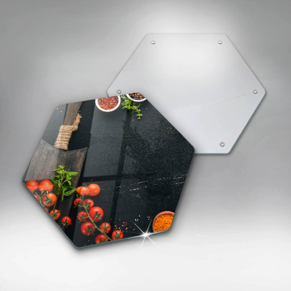 Glass chopping board Cherry tomatoes